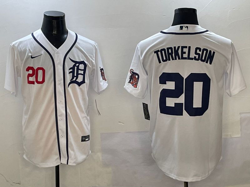 Men Detroit Tigers 20 Torkelson White Game 2025 Nike MLB Jersey style 3